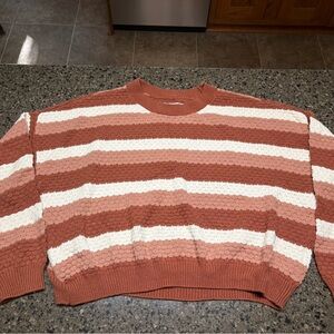 Hollister Rust and Cream cropped Knit Pullover